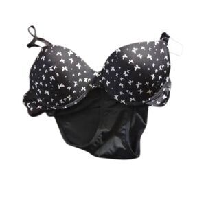 Sears Black and White Floral Bra Set (509)